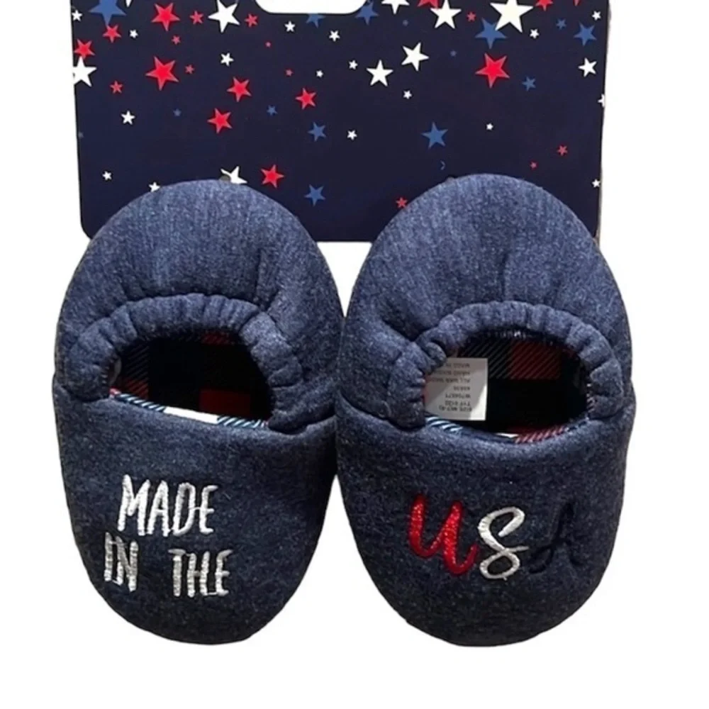 New Made in the USA Toddler Slippers Patriotic Size Medium 7-8 NWT